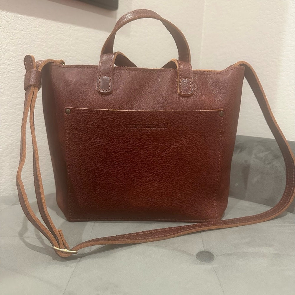 Portland Brown Leather CrossbodyTote Bag